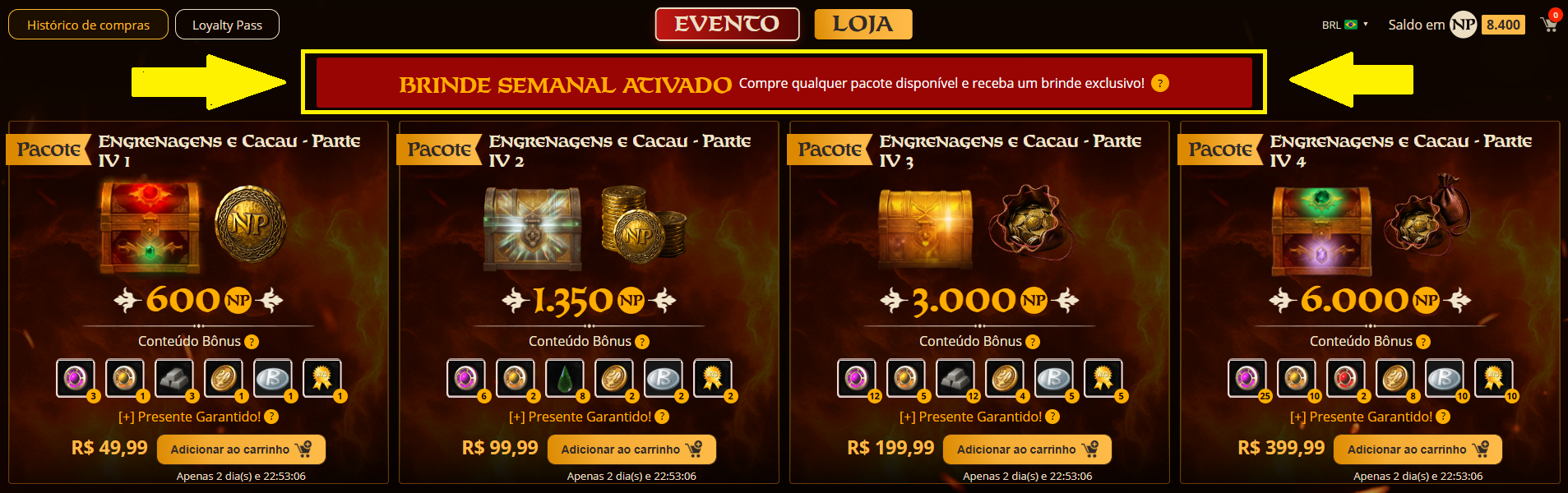 Banner Brinde Semanal ativo Banner